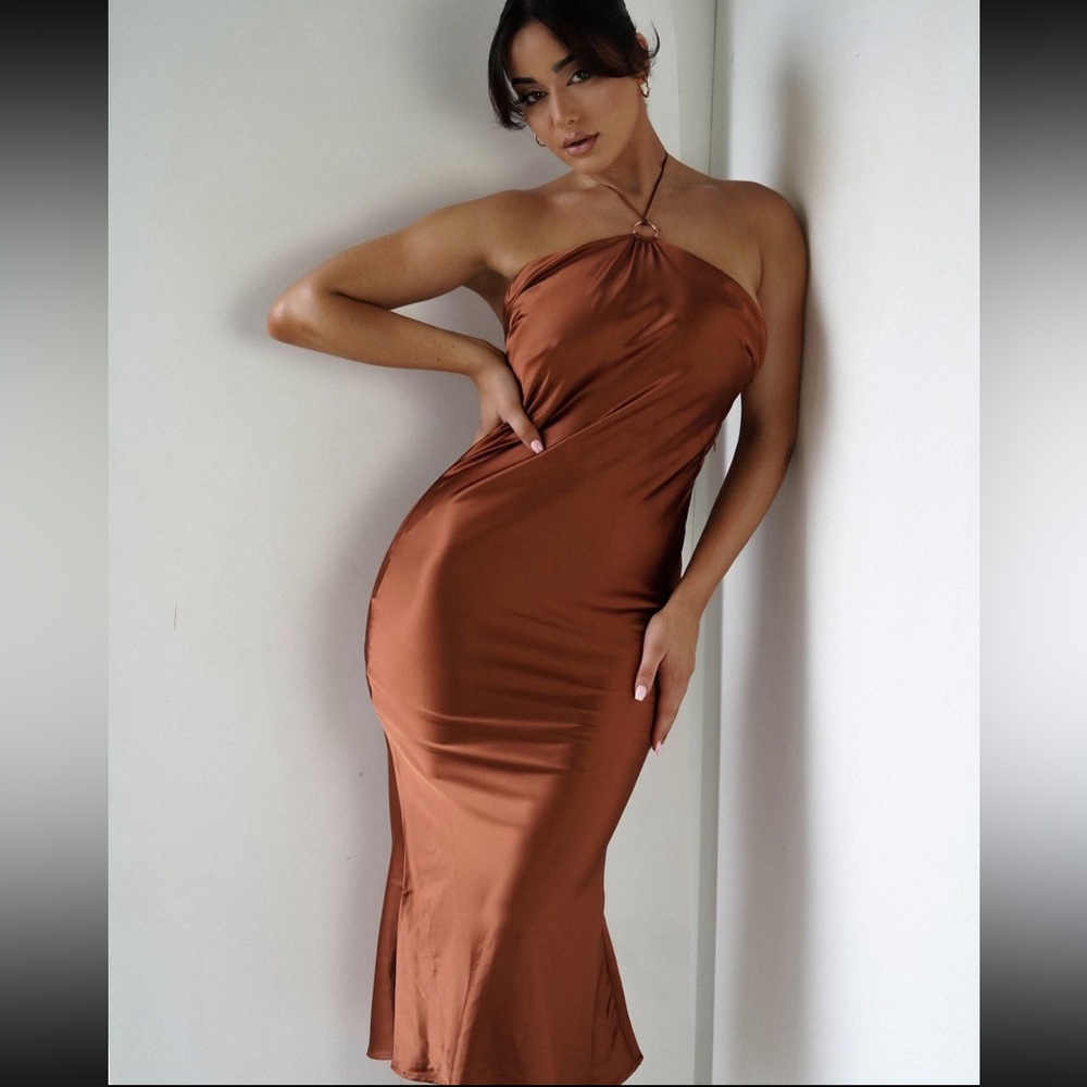 Ivana Satin Halter Midi Dress